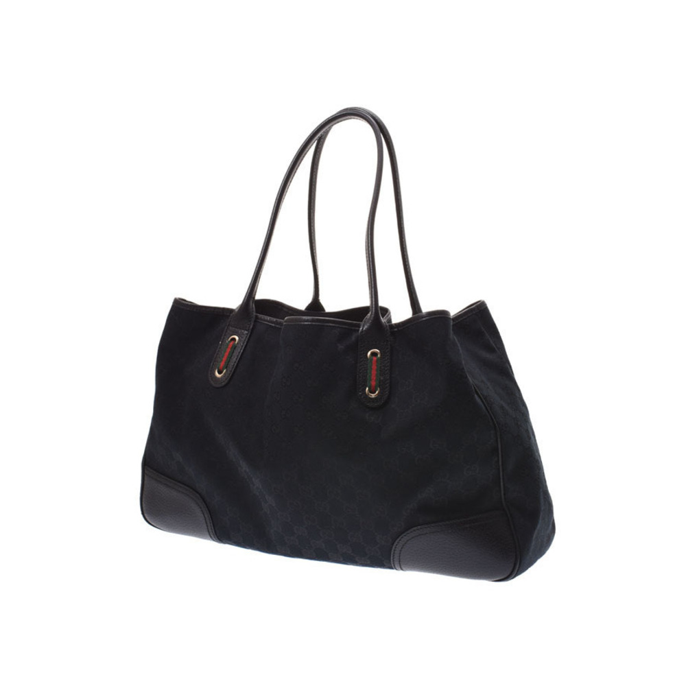 Gucci leather bag tote black GG canvas